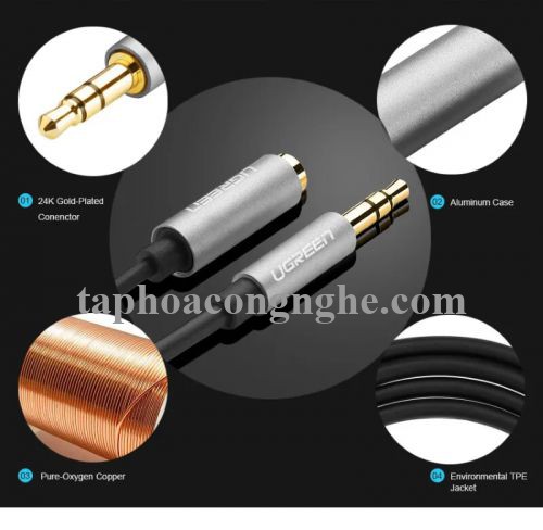 Ugreen 10595 3M màu Đen Cáp âm thanh 3.5mm nối dài AV118 30010595